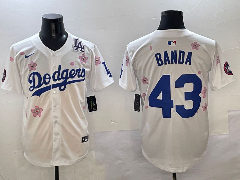 Men Los Angeles Dodgers #43 Banda White Sakura Edition 2025 Nike MLB Jersey style 8->los angeles dodgers->MLB Jersey